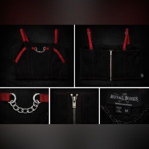 Royal Bones Black and Red Chain Corset size medium